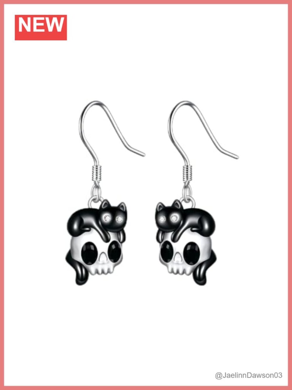 Cat Skull Dangle Earrings Gothic Drop Jewelry Gift for Women